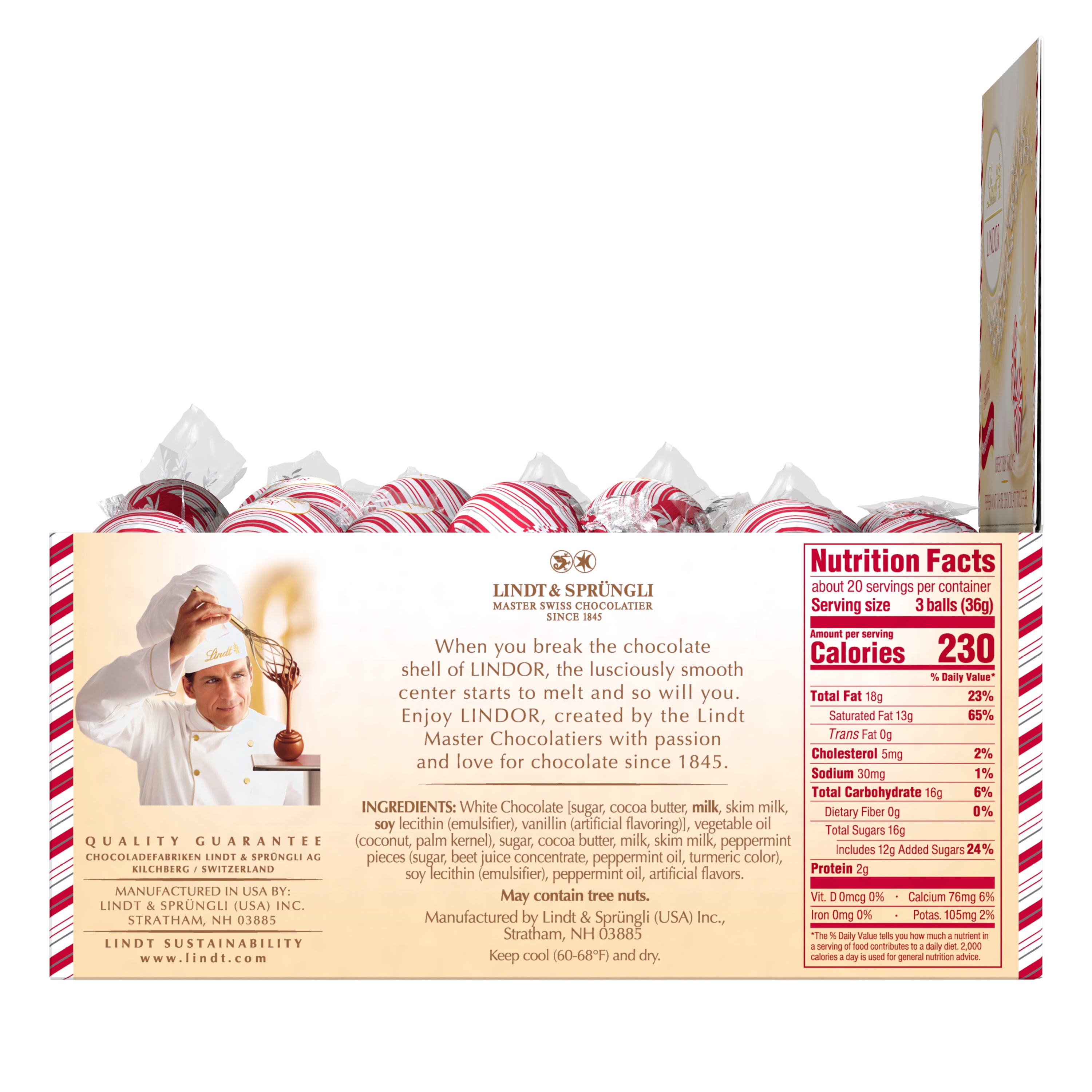 LINDOR TRUFFLES WHITE CHOCOLATE PEPPERMINT