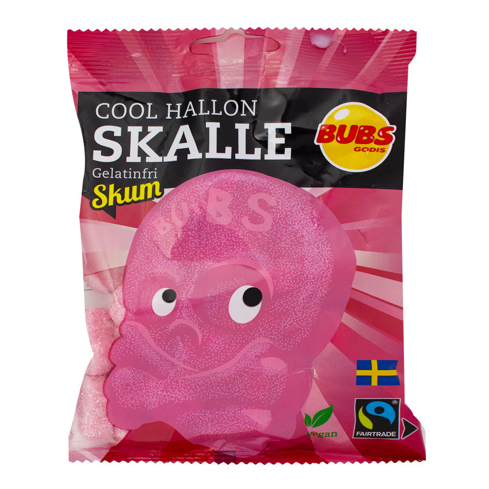 BUBS GODIS SWEDISH CANDY - COOL RASPBERRY SOUR FOAM SKULLS