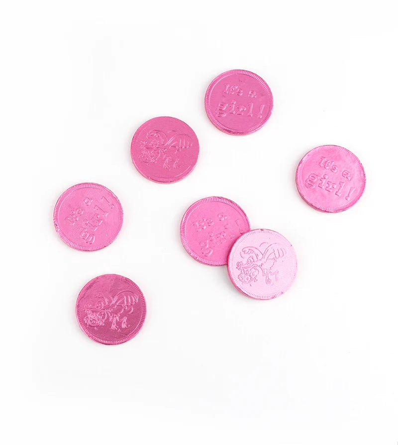 MILK CHOCOLATE PINK COINS "IT'S A GIRL"