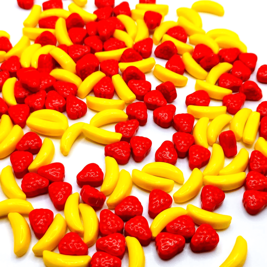 STRAWBERRY AND BANANA DEXTROSE CANDY